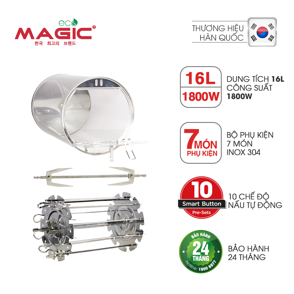 Nồi chiên không dầu kết hợp lò nướng Magic Eco M16 16L - Hàng chính hãng