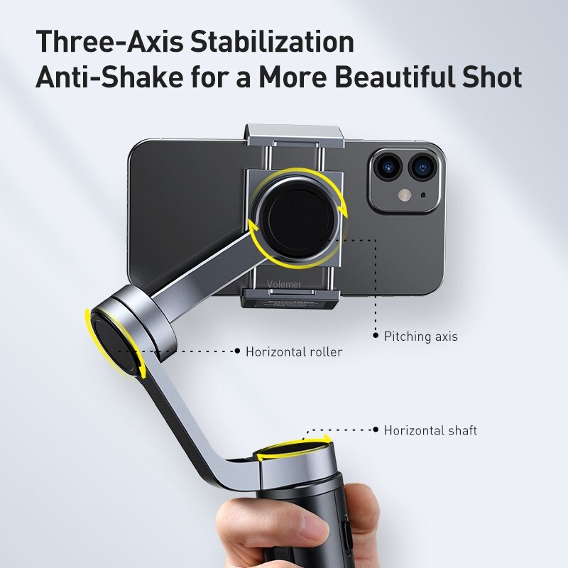 Tay Cầm Chống Rung Xếp Gọn Baseus Control Smartphone Handheld Folding Gimbal Stabilizer (330g, 4500mAh, Bluetooth 4.0, Type C) - Hàng Chính Hãng