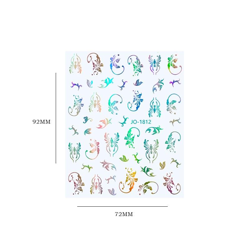 Sticker nail hoa văn phản quang flash Yapas 3D 40 đến 60 hình, decal hình dán gắn trang trí móng cao cấp