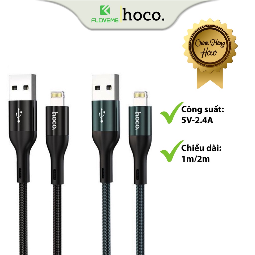 Cáp Sạc Hoco X2 MAX Dây Dù Chông Đứt Dành Cho IP - (MÀU SẮC NGẪU NHIÊN), Đầu Cắm Dẹt Tiêu Chuẩn UK, Dòng Điện 5V-2.4A - Hàng Chính Hãng