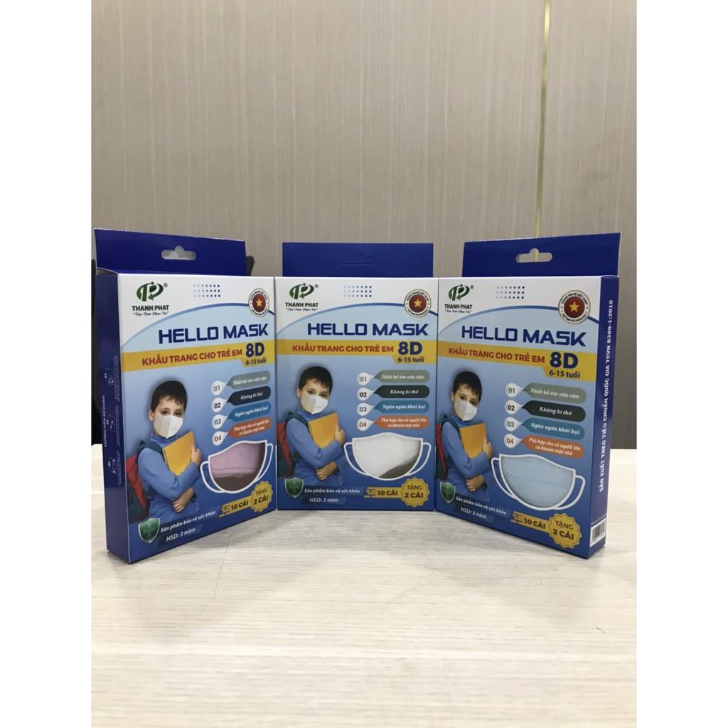 Khẩu trang 3D Hello Kids 4 lớp (Hộp 10 cái)