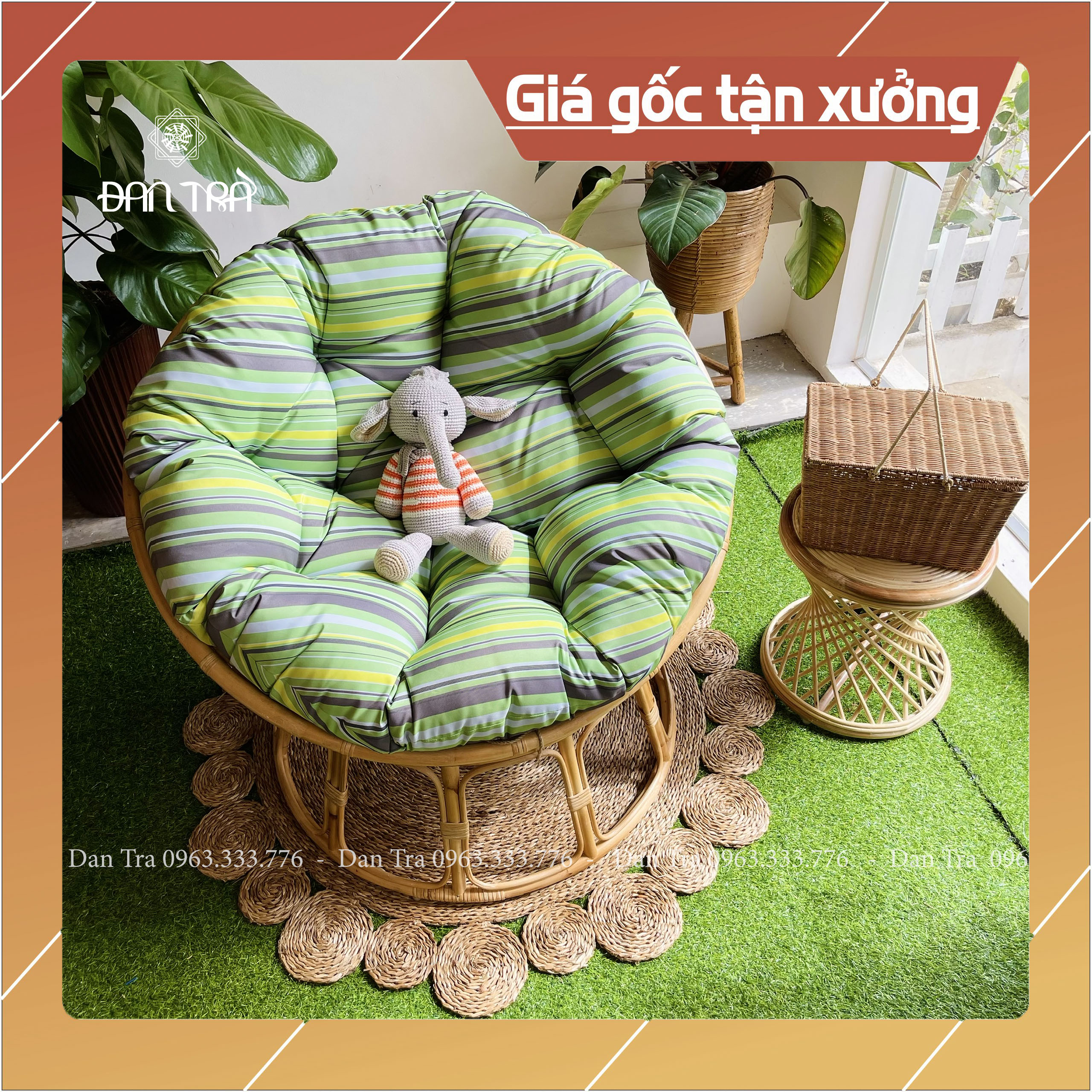 [RẺ VÔ ĐỊCH] Ghế Mây PAPASAN Truyền Thống 1M - Nội Thất Mây Tre