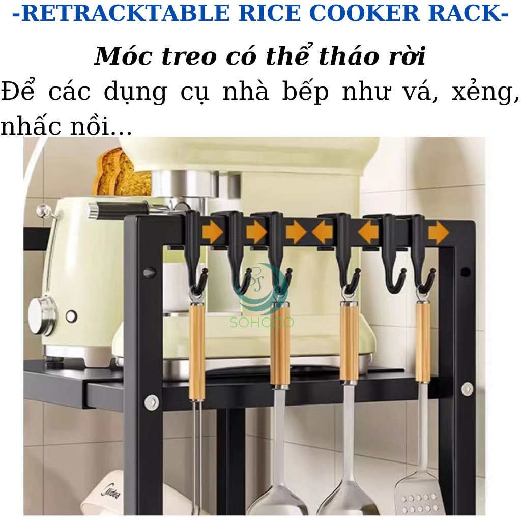 Kệ Đa Năng Nhà Bếp 2 Tầng Chống Gỉ Kệ Lò Vi Sóng Thông Minh Kèm Móc Treo &amp; Kệ Dao Kệ Bếp Tiện Ích Đa Chức Năng Kiểu Dáng Hiện Đại Kệ Inox Nhà Bếp Đa Năng Có Giá Treo Dụng Cụ Kệ Để Bếp Điện – Lò Vi Sóng – Nồi Cơm – Máy Pha Cà Phê