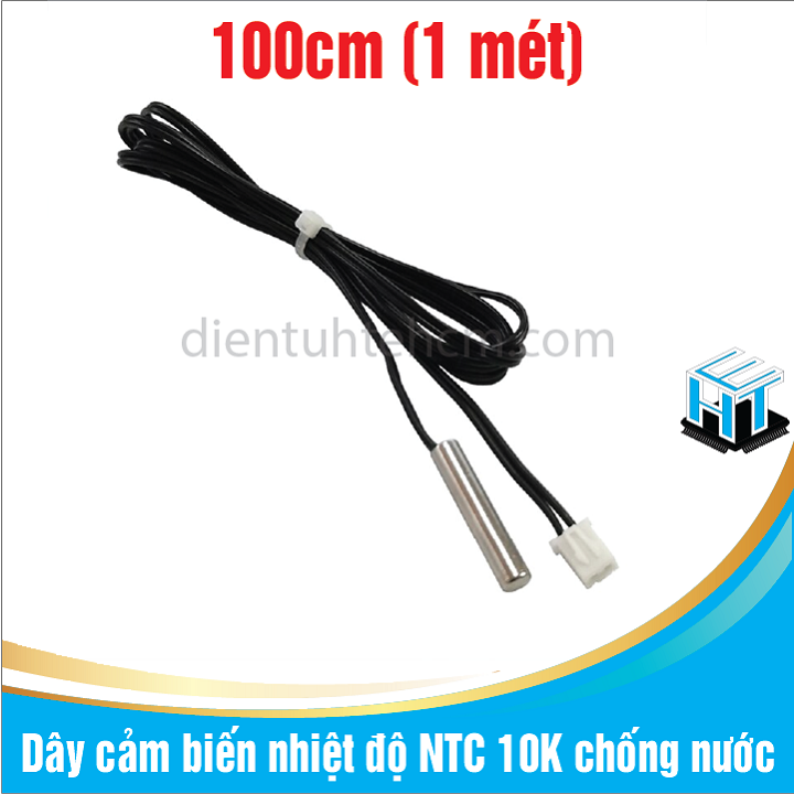 Dây cảm biến nhiệt độ NTC 10K chống nước dài 1 mét - loại 3435 - 5x25mm