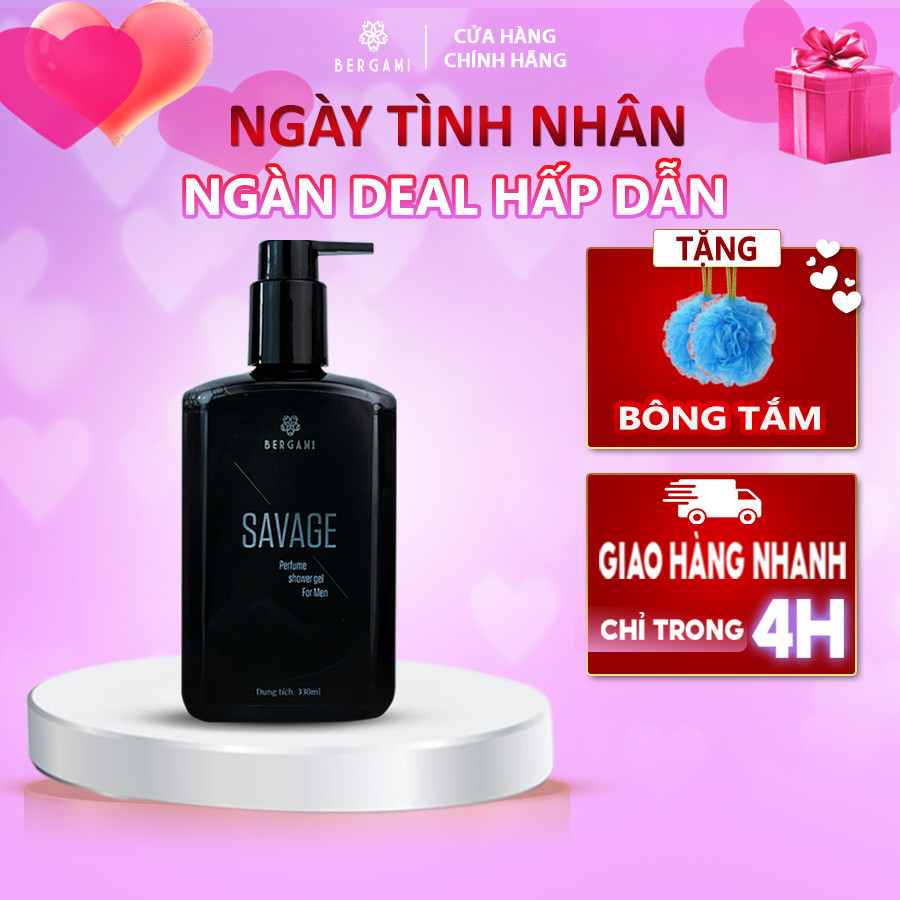 Sữa tắm hương nước hoa cho nam Bergami Savage - 330ml- Lưu hương cực lâu