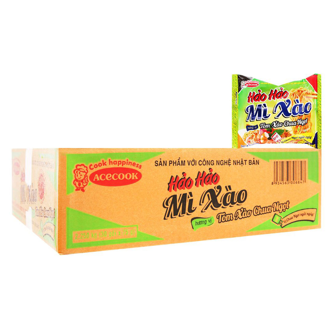 Thùng 30 Gói Mì Hảo Hảo Tôm Xào Chua Ngọt 75g
