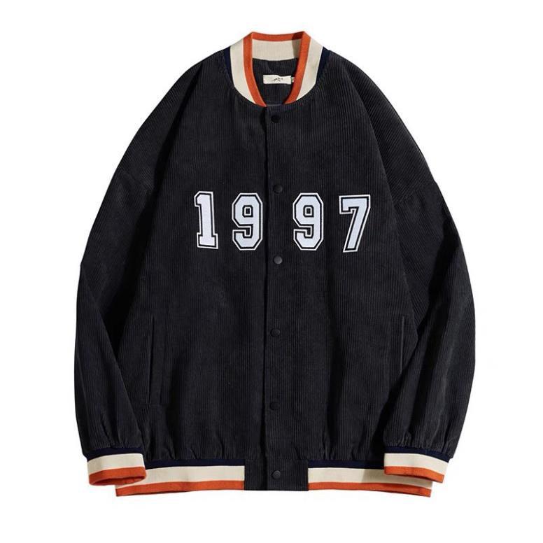 Áo khoác bomber kaki nhung bóng chày unisex form rộng 1997 nam nữ đẳng cấp việt
