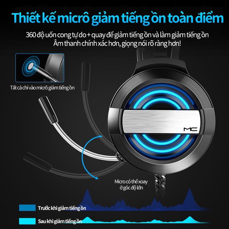 Tai nghe chụp tai máy tính GAMING MC Q9 có đèn LED đổi màu, có mic đàm thoại,headphone chơi game trên laptop-BH 6 THÁNG