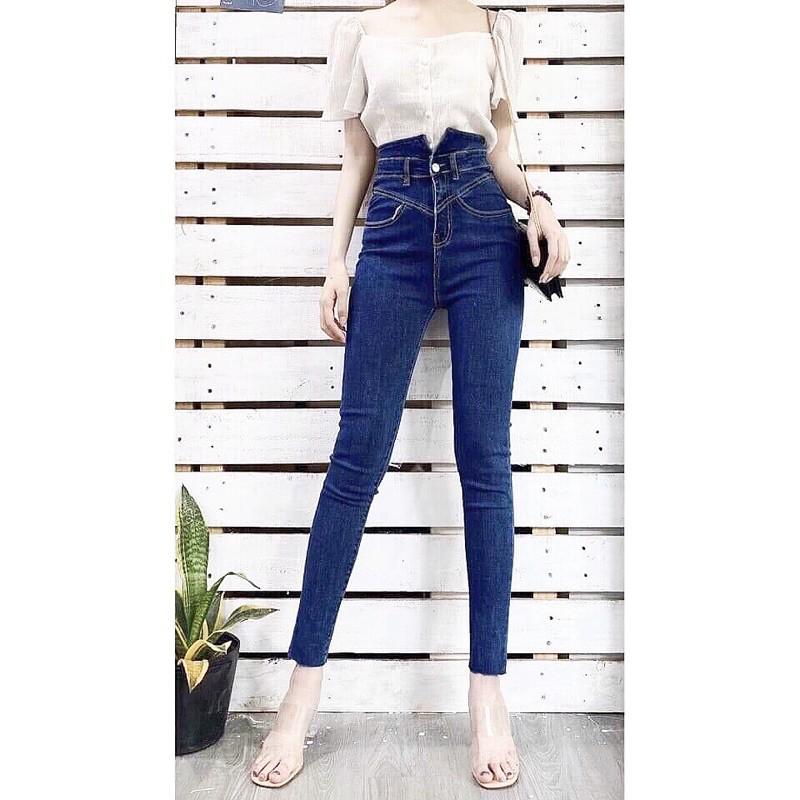Quần jean nữ lưng siêu cao form dáng ôm, chần đường may Ms 4250