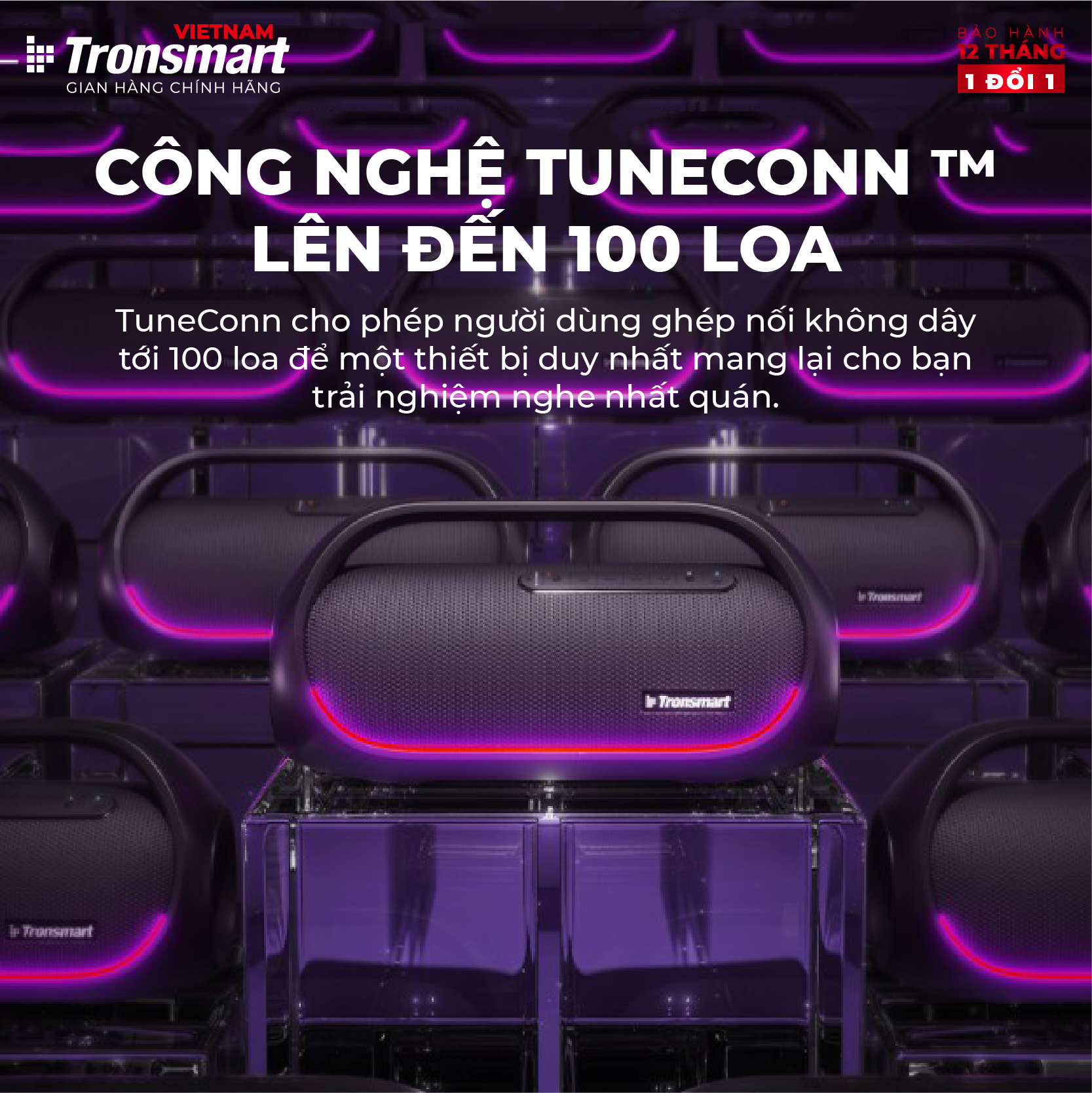 Loa bluetooth TRONSMART BANG Công suất 60W, Đèn led RGB theo nhịp - Công nghệ TuneConn, SoundPulse - 8 hiệu ứng EQ - Hàng chính hãng