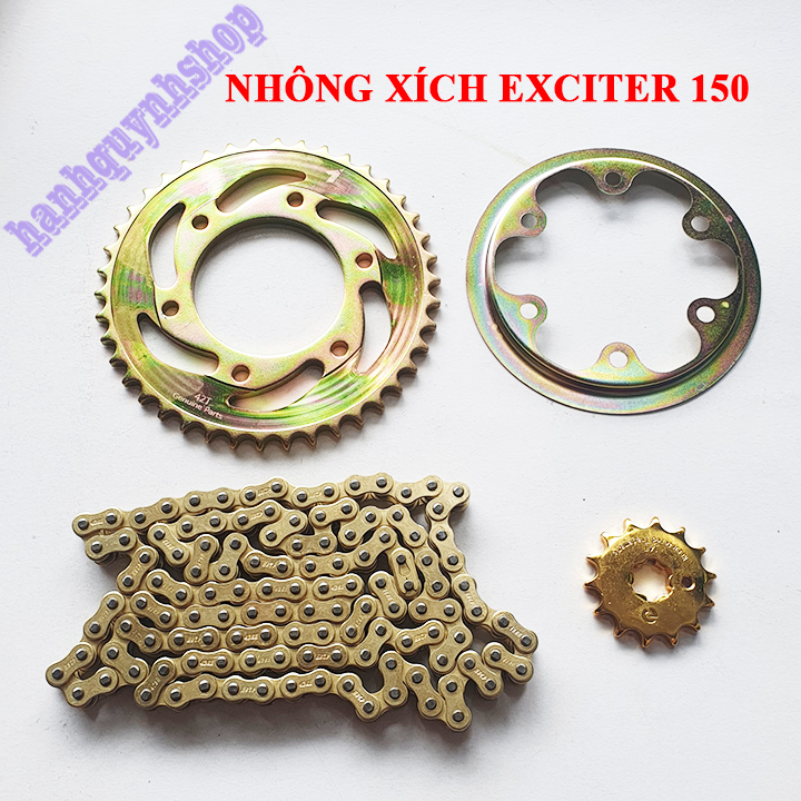 Bộ nhông xích đĩa Exciter 150 màu titan vàng đỏ