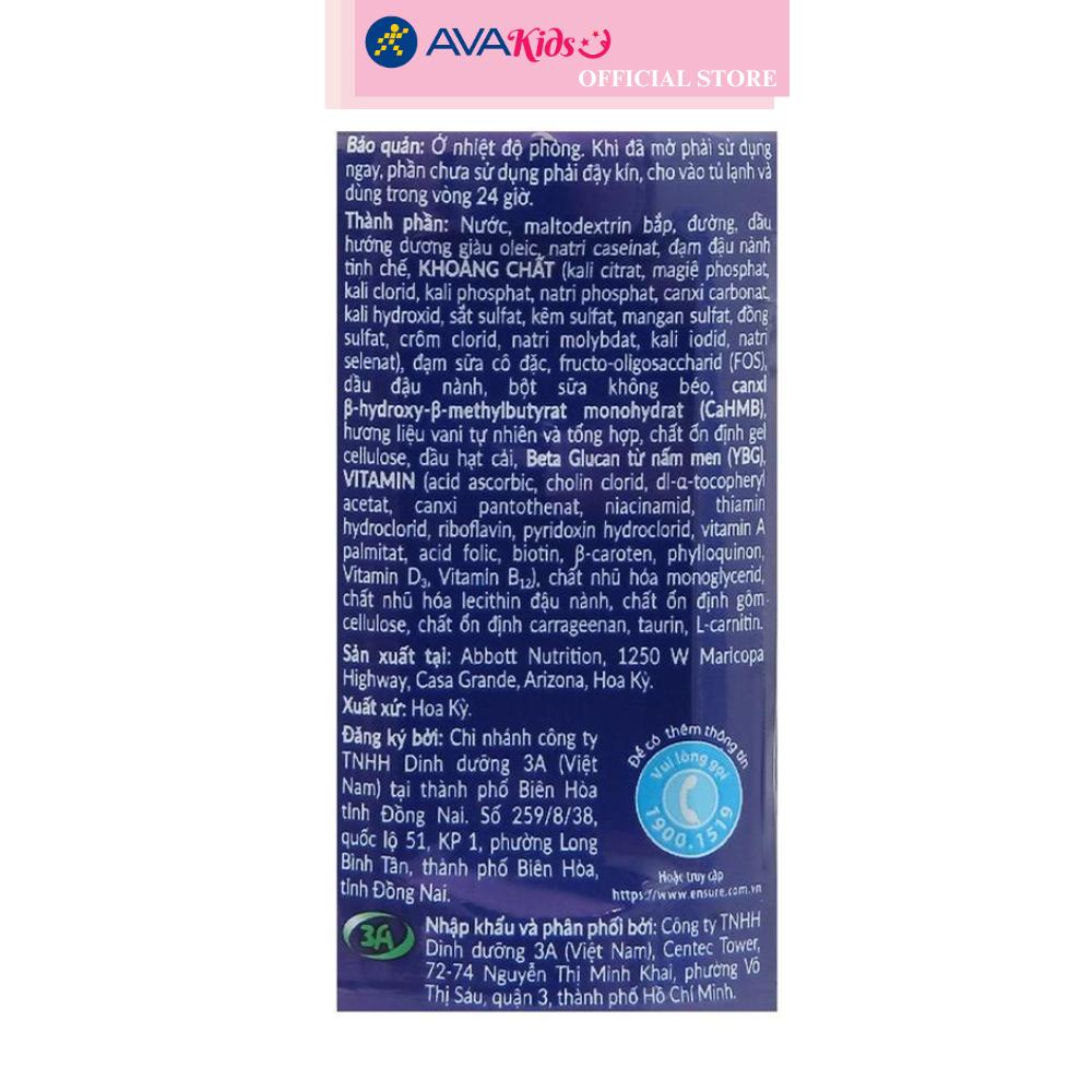 Lốc 6 chai sữa bột người lớn pha sẵn Ensure Gold hương vani 237 ml
