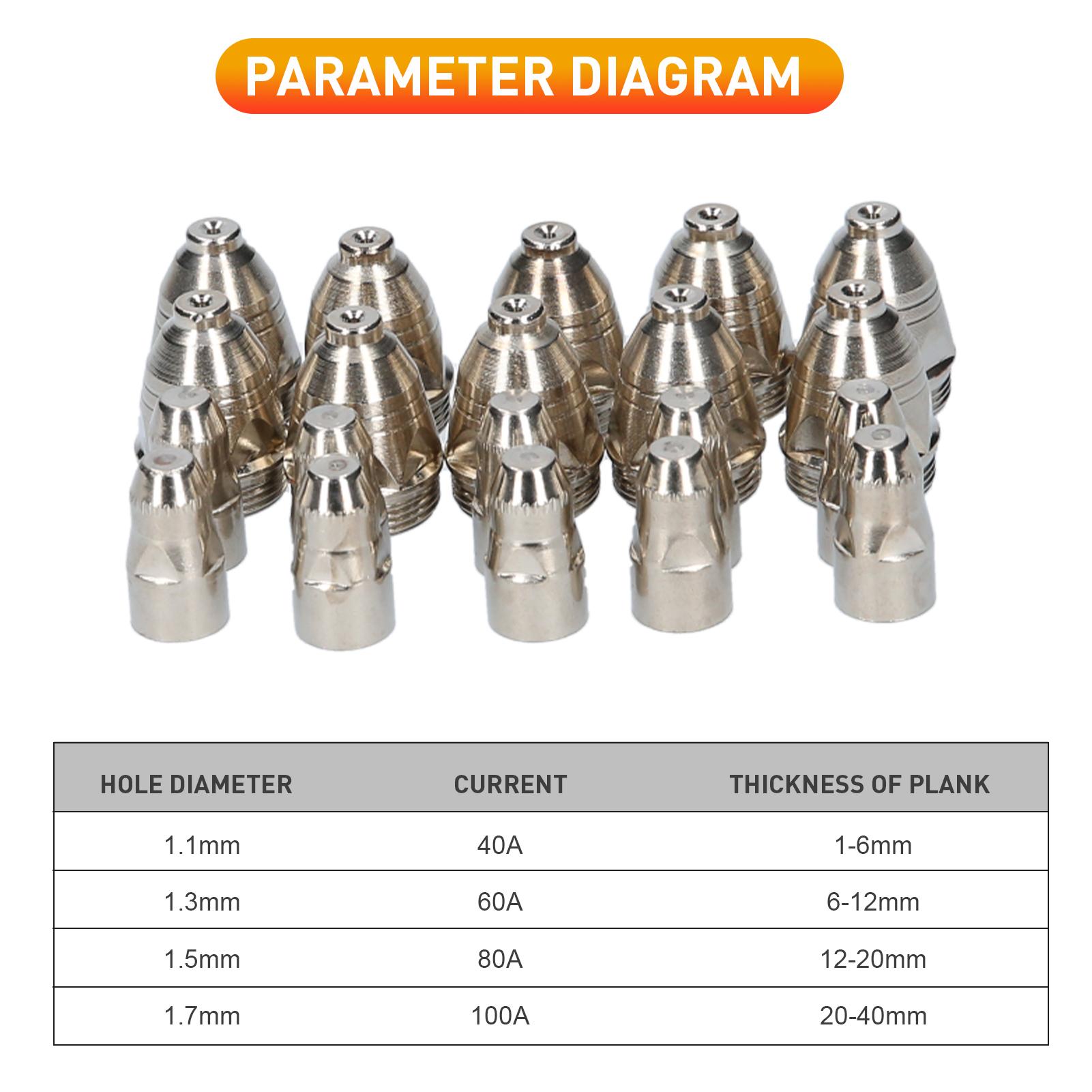 1 Bộ 20 Đầu Phun Điện Cực P80 Thay Thế Cho Máy Cắt Plasma