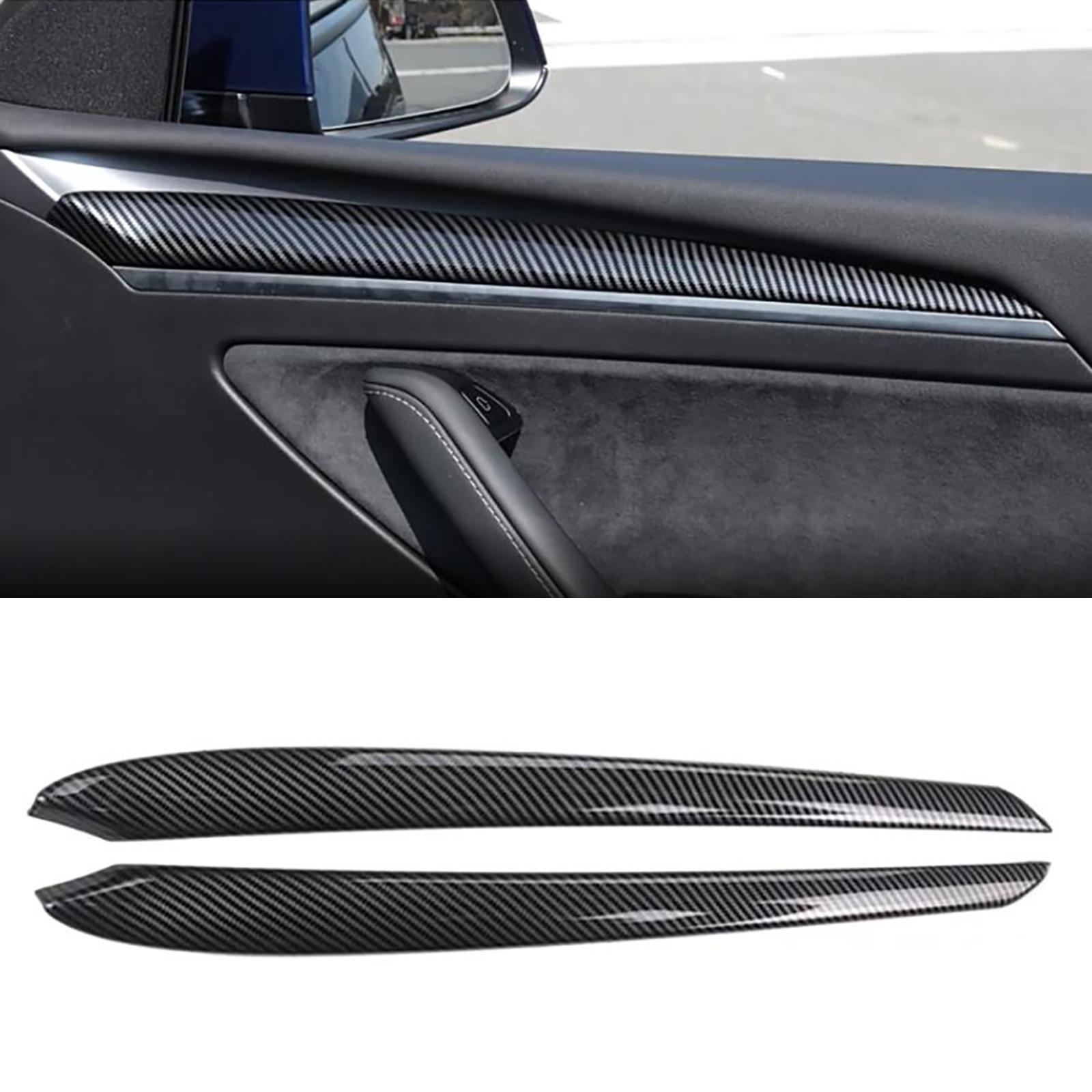 2 Pieces Door Set Decoration for Tesla Model Y Carbon Fiber Protection ABS
