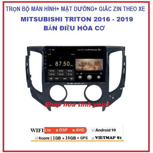Bộ Màn hình ô tô dvd android 9 inch theo xe Mitsubishi Triton điều hòa cơ 2016-2019.