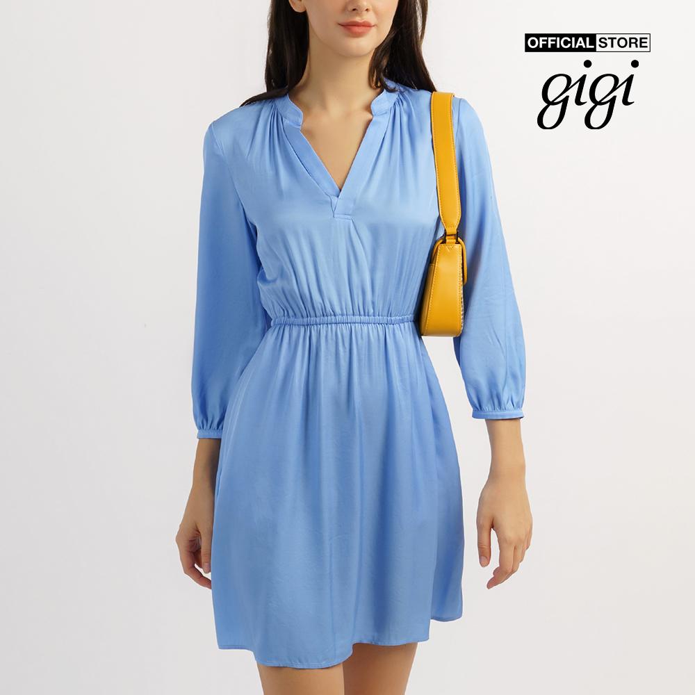 GIGI - Đầm mini cổ V tay dài xếp li thời trang G2101D221170
