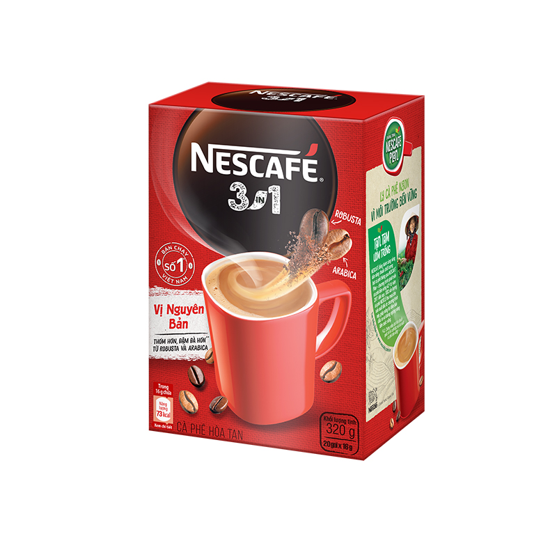 Combo 4 Hộp NESCAFÉ 3IN1 Công thức cải tiến - VỊ NGUYÊN BẢN Hộp 20 gói