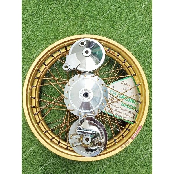 BÁNH CĂM CHO XE WAVE DREAM CUB THẮNG ĐÙM NIỀNG NHÔM BANZAI THÁI LAN ĐÙM MA CROM CĂM VÀNG CHÂN ĐEN KÈM THEO 2 MÁ ĐÙM ĐÃ RÚT CĂM
