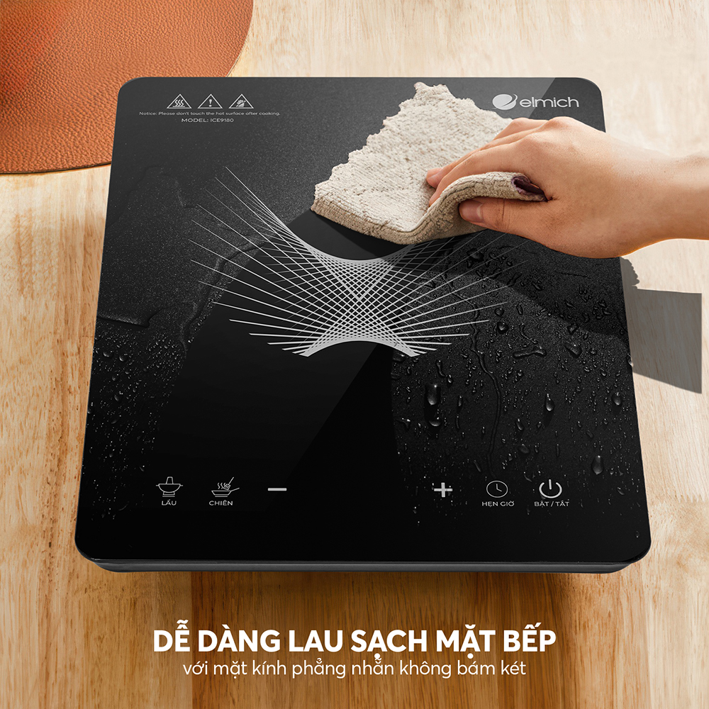 Bếp từ đơn Elmich ICE-9180, Hàng chính hãng, kính ceramic chịu lực, tự ngắt khi quá nhiệt - JoyMall