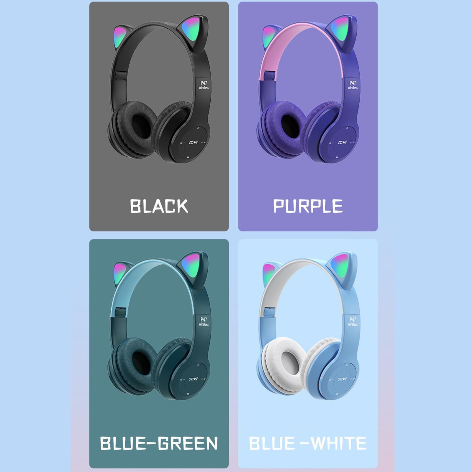 Wireless Headset LED Light Surround Sound for Laptop black