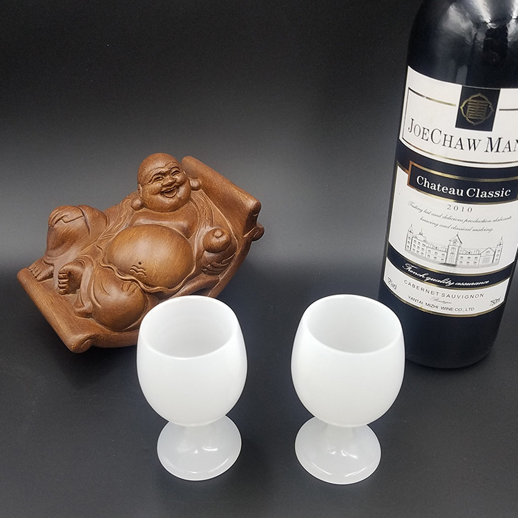 Bộ 6 Ly Cốc Chén ngọc cẩm thạch dùng Uống Rượu Hay Uống Trà đều được, màu Trắng Ngà Cao Cấp - Bộ Ly Cốc Chén uống rượu