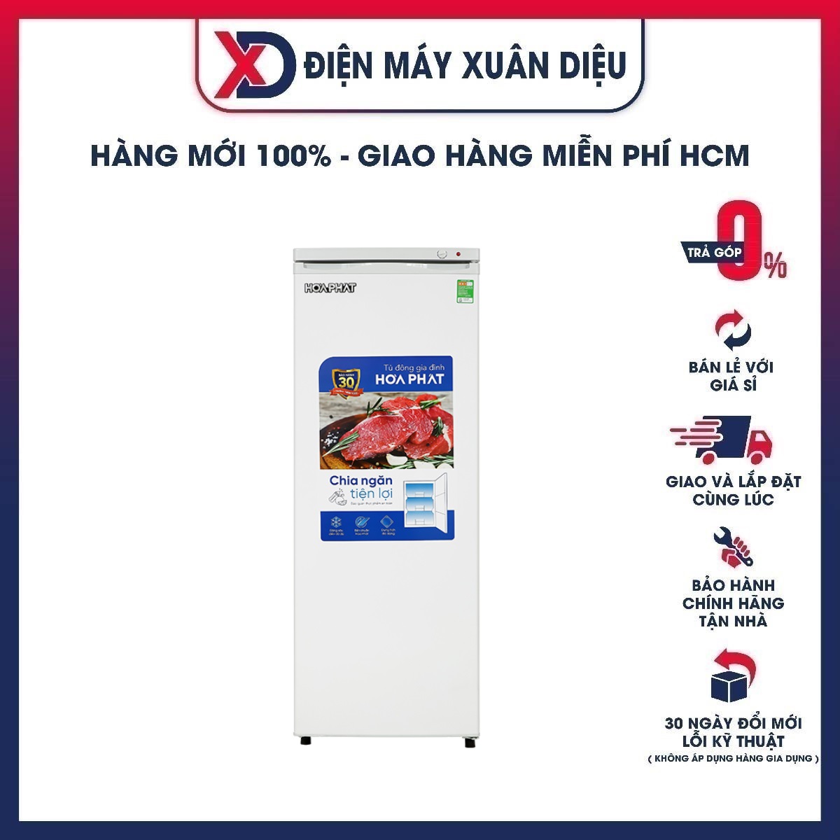 Tủ đông đứng Hòa Phát 208 Lít HPF UAH6208 Model 2022 - Hàng Chính Hãng (Chỉ giao HCM)