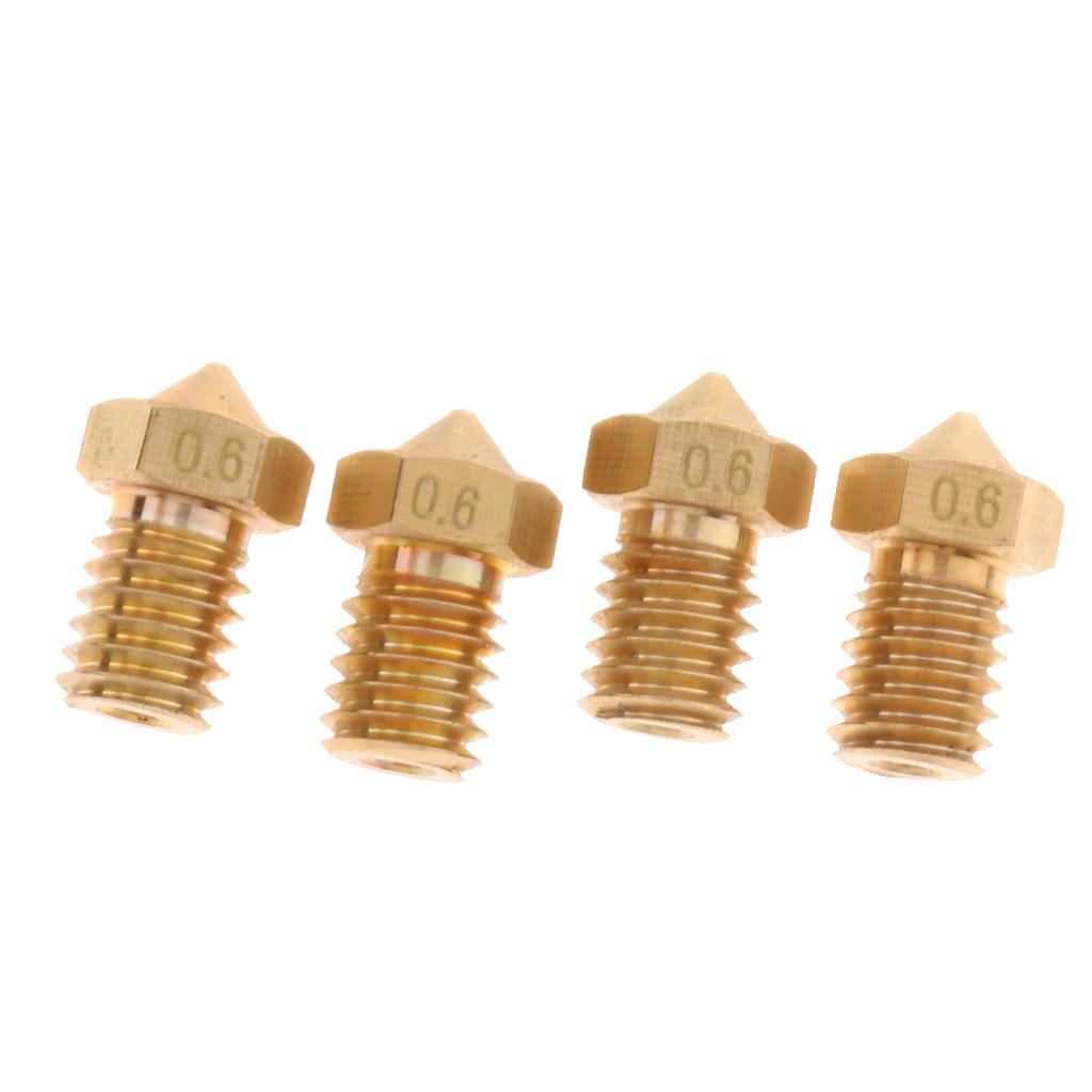 4 Pack 0.6mm 3D Printer Replace Brass 1.75mm Filaments Extruder Nozzle Print Head