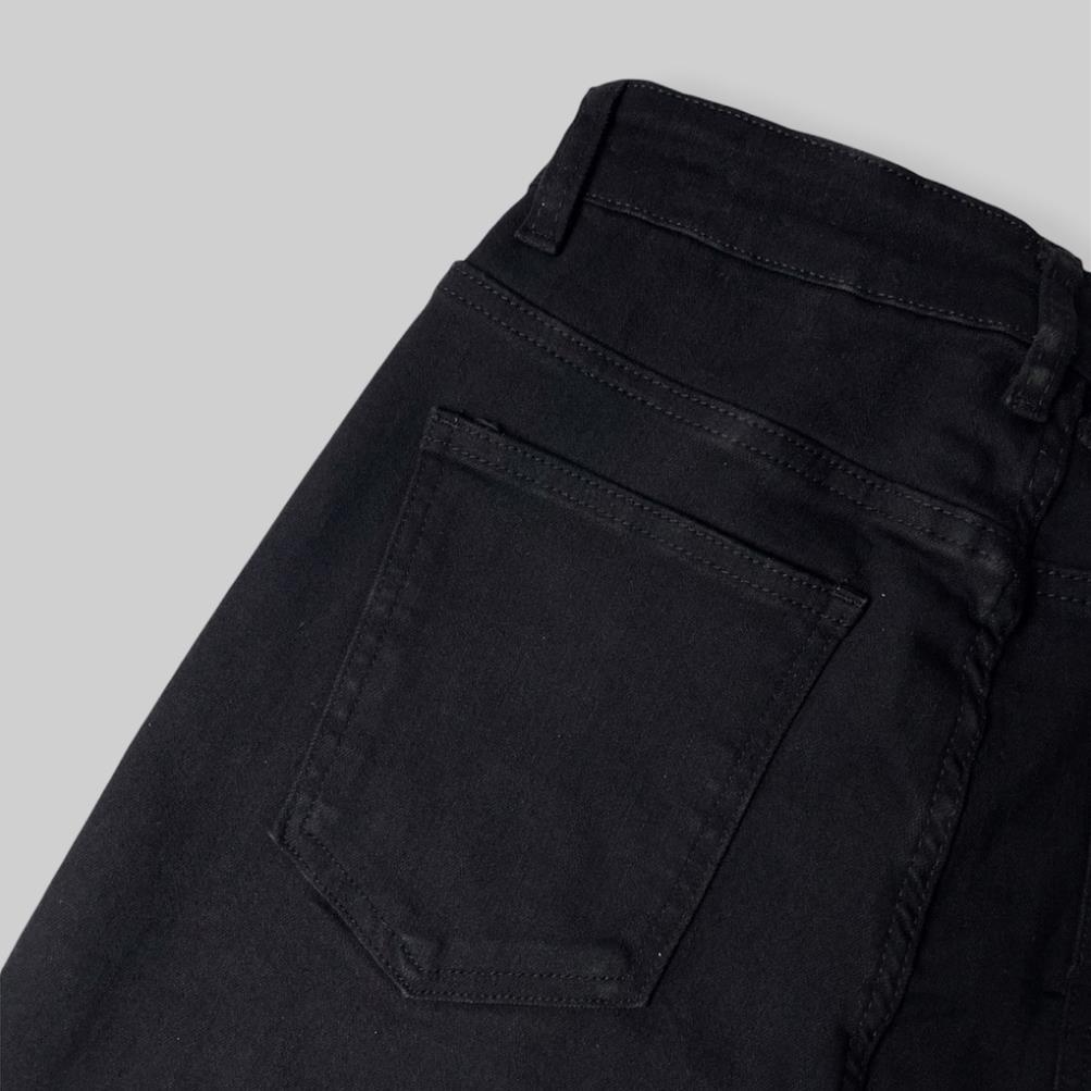 Quần jeans đen trơn rách gối phong cách hàn quốc, chất bò co giãn cao cấp, ống đứng dáng ôm skinny