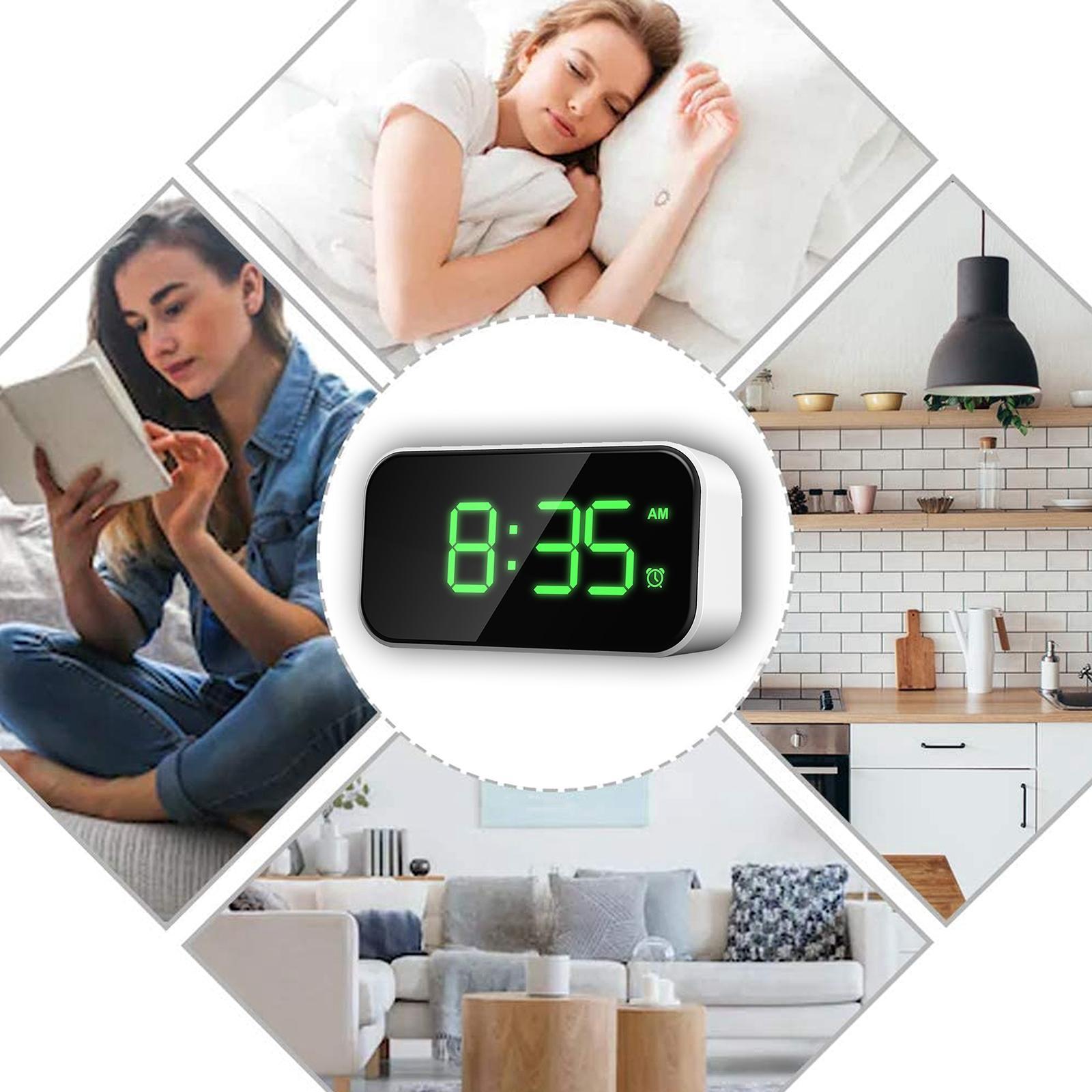 Alarm Clocks Small Desktop Clocks USB Port for Charging 12/24H for Bedroom -