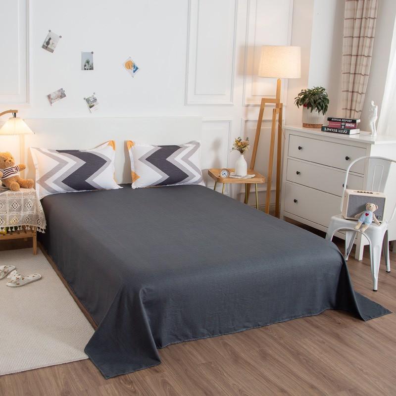 Bộ chăn ga gối Cotton poly M2T Bedding Sóng cam, vỏ chăn mền, drap nệm và 2 vỏ gối