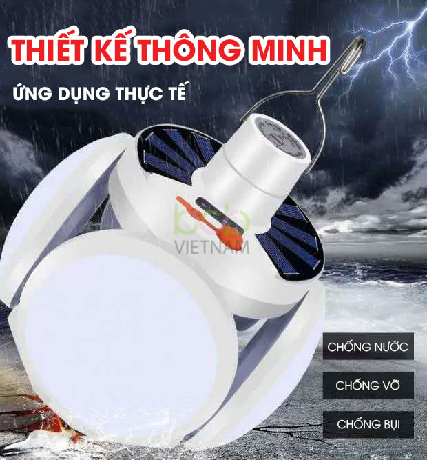 Đèn Led Tích Điện Năng Lượng Mặt Trời 4 Cánh 40w Hiển Thị Dung Lượng Pin