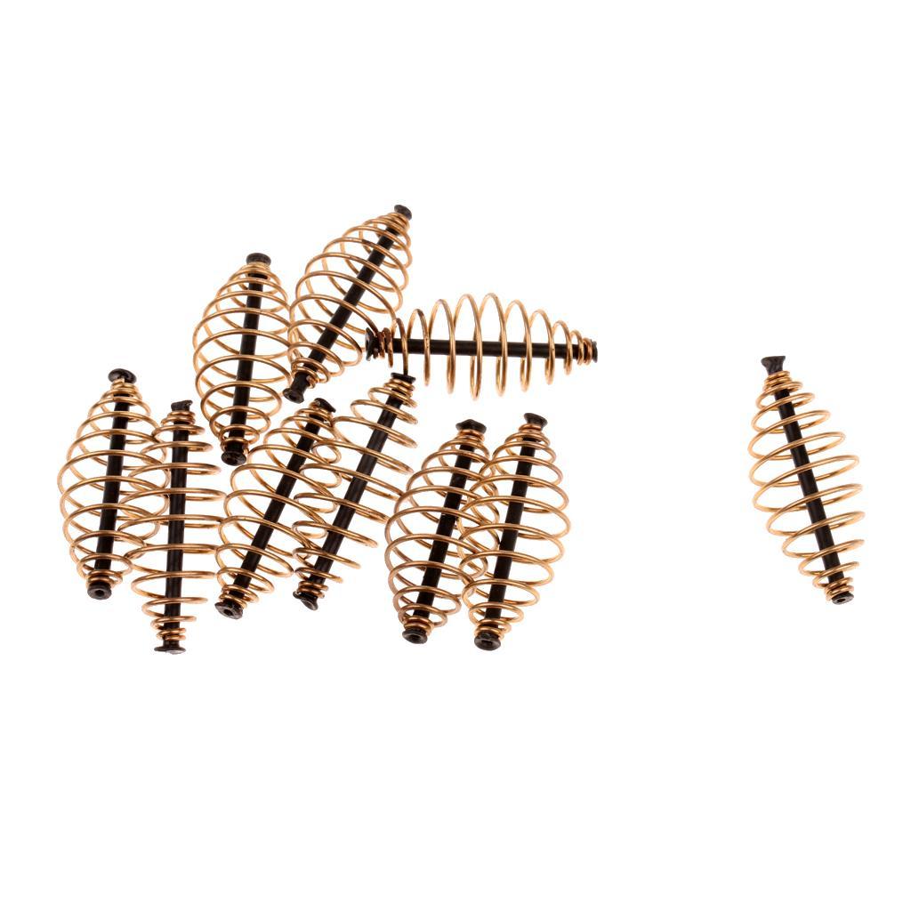 10pcs Carp Spring Inline Fishing Feeder Coarse Fishing Tackle Baits Cage