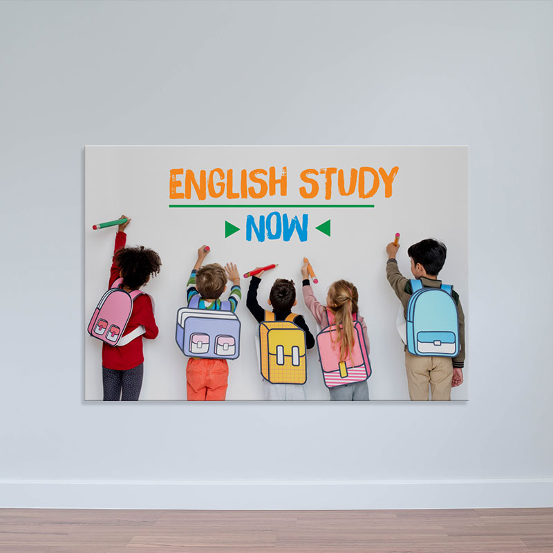 Tranh treo tường lớp học tiếng Anh &quot;English study now&quot; W2186