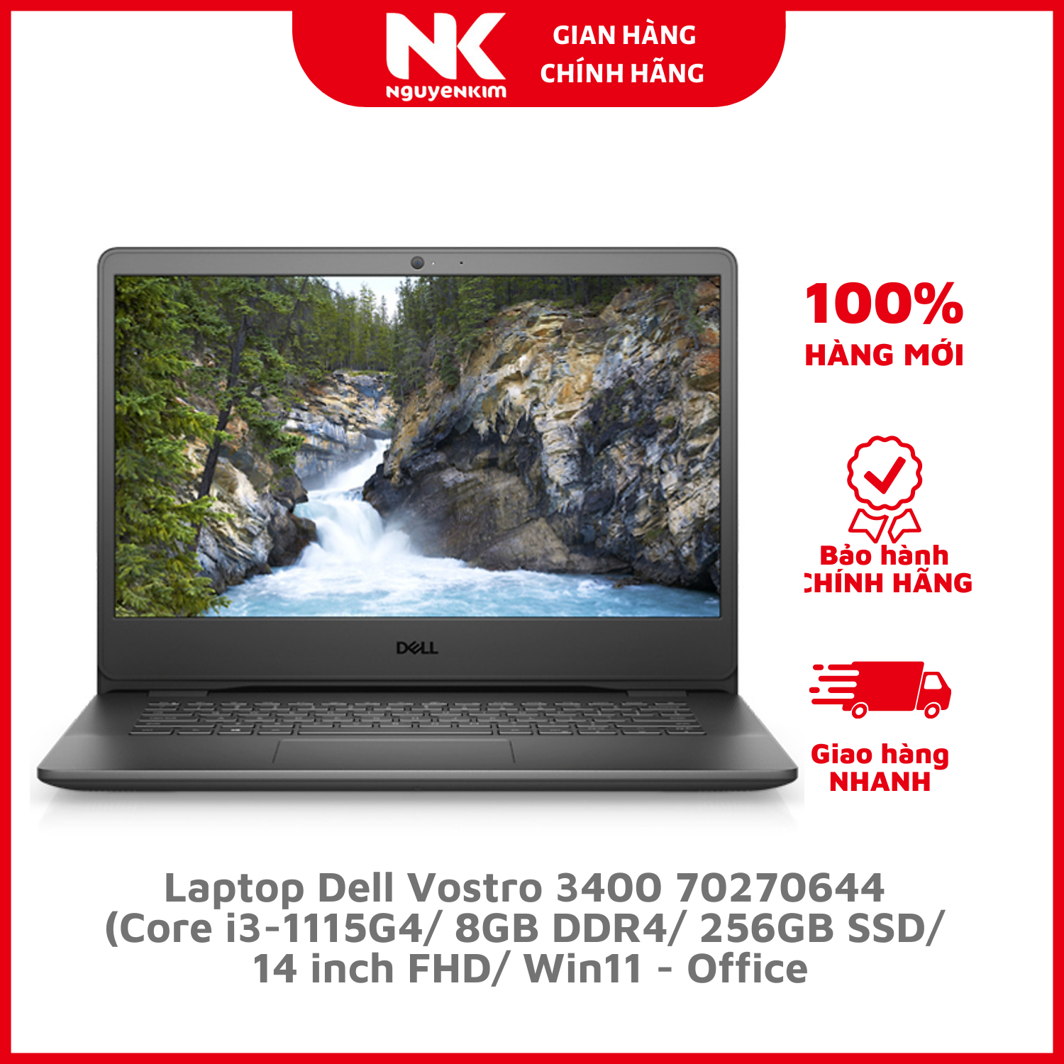 Laptop Dell Vostro 3400 70270644 (Core i3-1115G4/ 8GB DDR4/ 256GB SSD/ 14 FHD/ Win11 + Office) - Hàng Chính Hãng