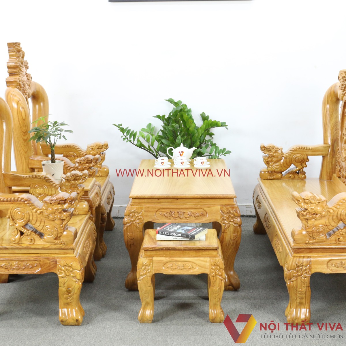 Bộ Bàn Ghế Sa Lông Gỗ Gõ Đỏ Tay 12 Chạm Nghê 6 Món Cao Cấp Giá Tốt