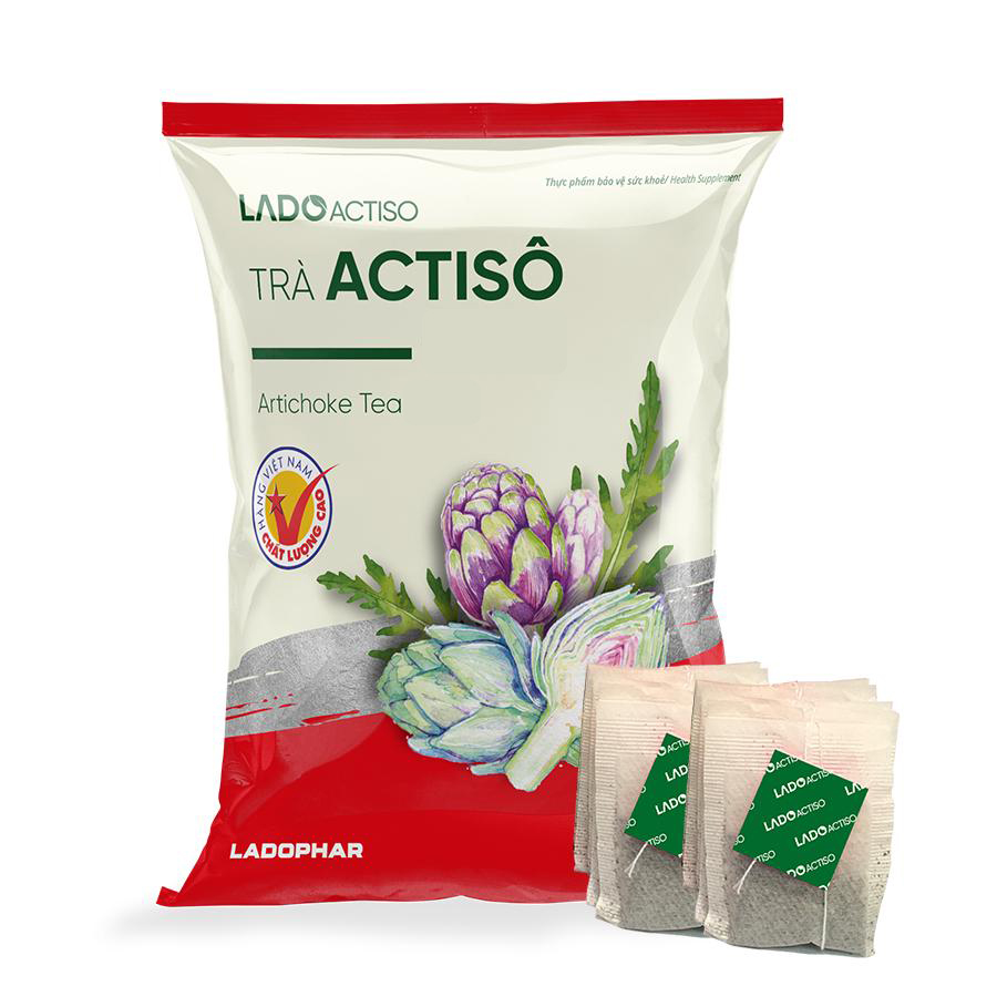 Trà atiso Ladophar gói 100 túi lọc artichoke Actiso Đà Lạt giúp mát gan thông mật lợi tiểu tặng 1 túi trà