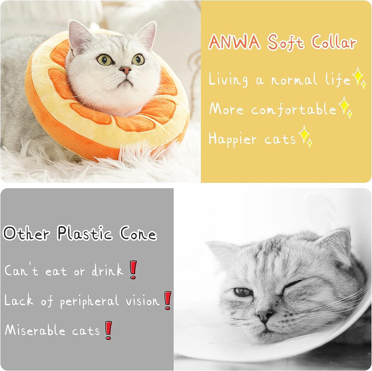 Vòng cổ Cat Cone có thể điều chỉnh mềm, Cổ áo phục hồi mèo dễ thương, Cat Cones sau phẫu thuật cho mèo con-M