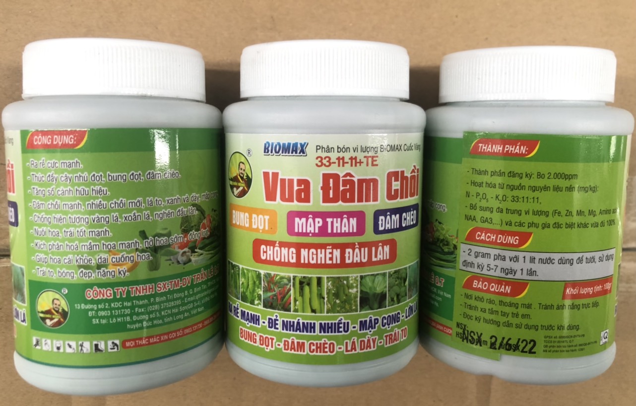 Phân bón vi lương NPK 33-11-11+TE Vua Đâm Chồi - chai 100gram bomax