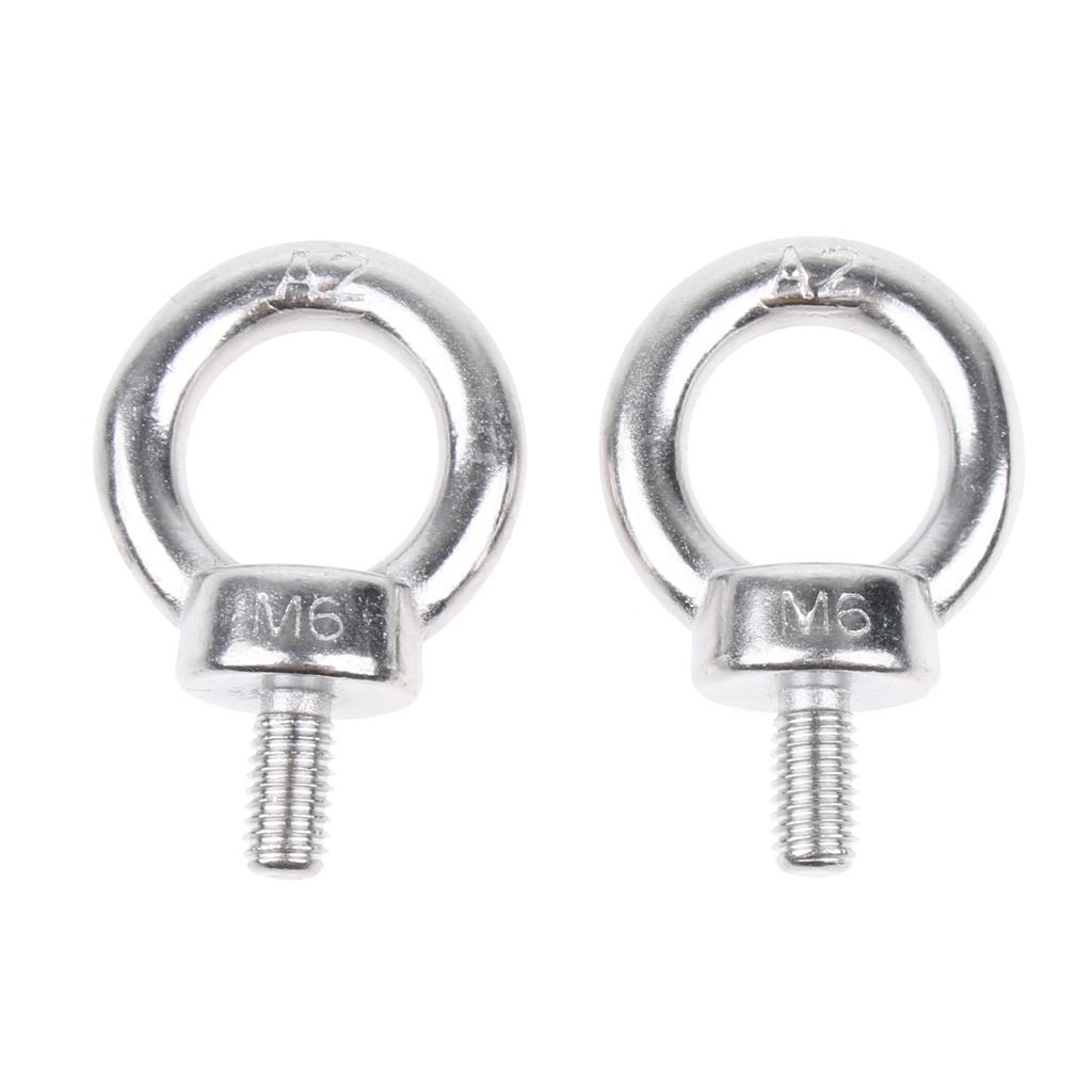 2 Pieces M6 Lifting Eye Bolts, Sturdy - 304 Stainless Steel