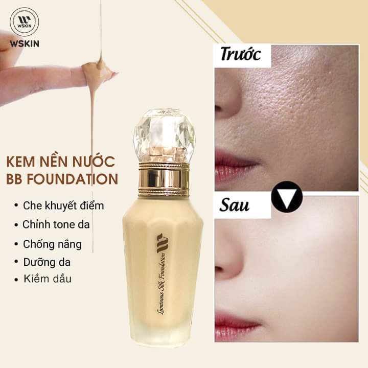 Kem Nền Siêu Che Khuyết Điểm Tông Da Tự Nhiên #01 - WSKIN Luminous Silk Foundation