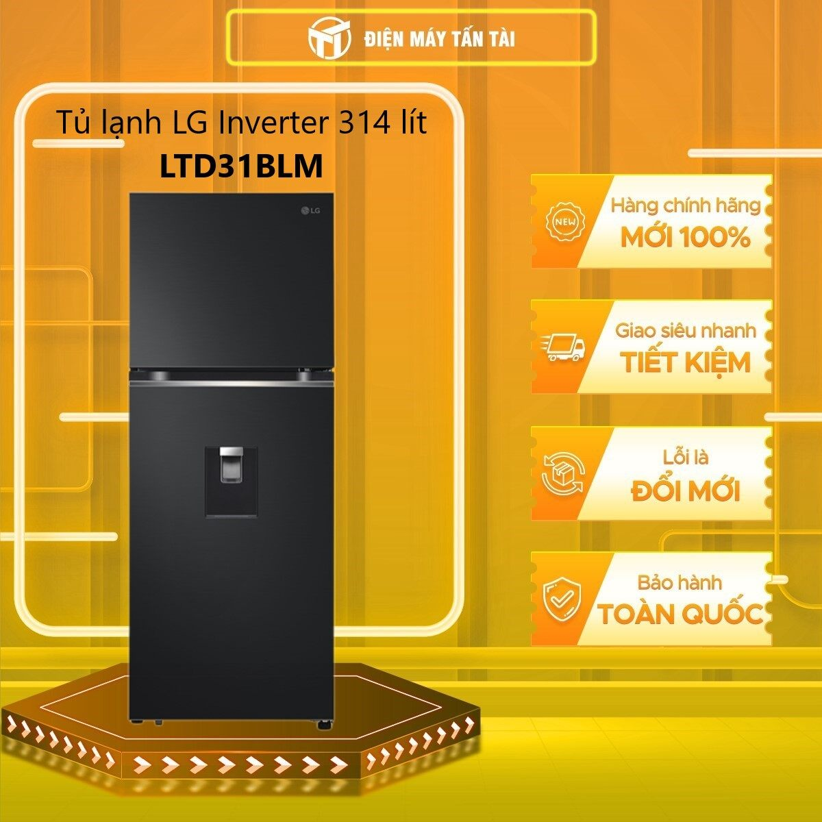 Tủ lạnh LG Inverter 314 lít LTD31BLM - HÀNG CHÍNH HÃNG - CHỈ GIAO HCM