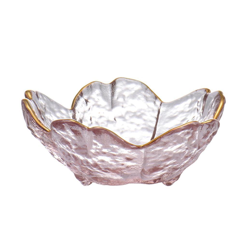 Glass Sauce Bowl Serving Plate for Snack Fruit Condiments with gold inlay