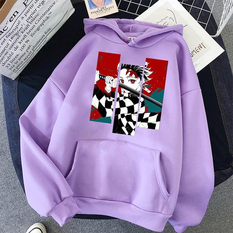 Demon Slayer Anime Tanjiro Và Nezuko Áo Hoodie Nỉ Nữ Hàn Quốc Kpop Phong Cách Đường Phố Áo Cô Gái Dạo Phố Sudadera Mujer