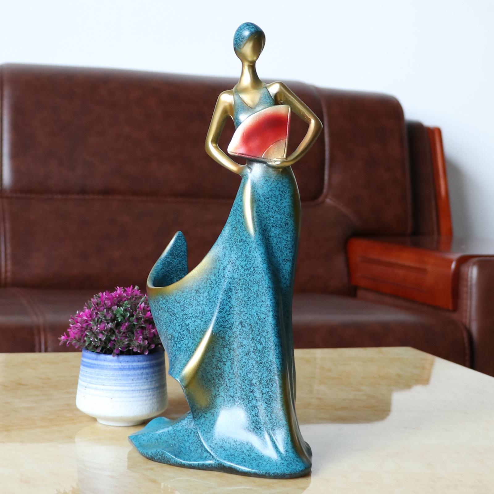 Modern Beauty Statue Bottle Rack Holder Home Centerpieces Decor Blue