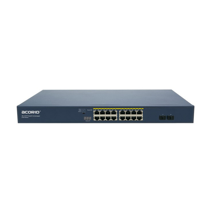 Switch PoE 16 cổng PoE và 2 cổng Uplink SFP Gigabit Acorid GLS1716P2F 150W - Hàng nhập khẩu