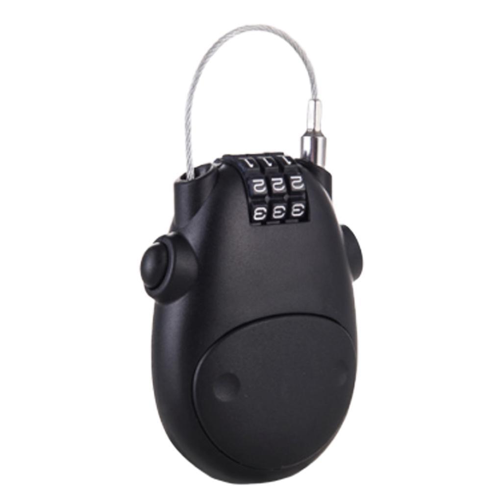 Retractable  Combination Lock Steel  Luggage Safety Black
