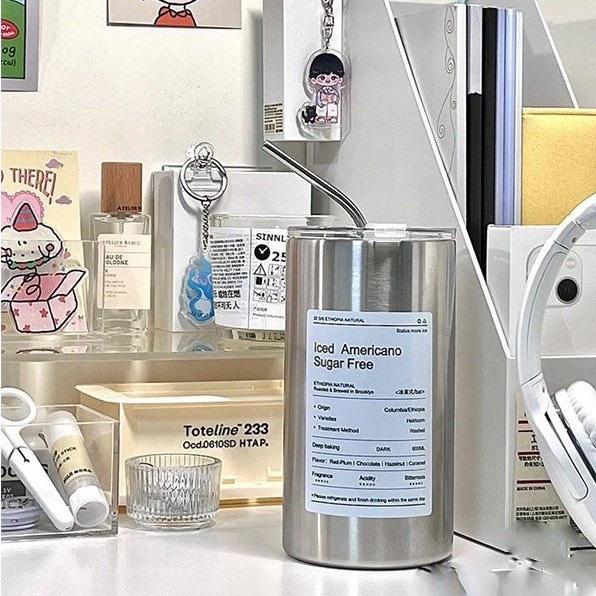 Cốc giữ nhiệt, ly giữ nhiệt INOX 600ml có ống hút AMERICANO