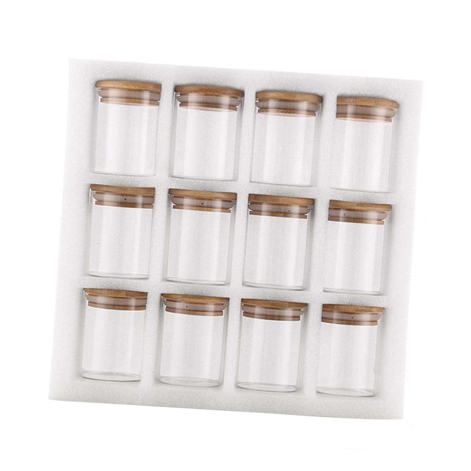 12Pcs Storage Jar with Bamboo Lid Organizer Food Storage Jar for Candy