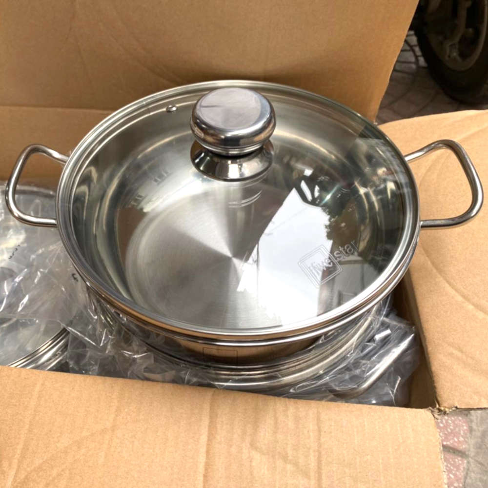 Nồi chảo lẩu inox Fivestar 3 đáy từ size 24cm, 26cm, 28cm, 32cm , có loại lòng chống dính