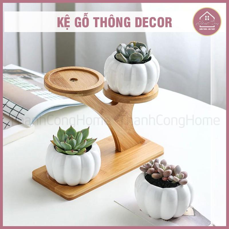 Kệ Gỗ Trang Trí Decor Xinh, Kệ Để Bàn Đặt Chậu Sứ MINI Xương Rồng, Sen Đá, Để Chai Lọ